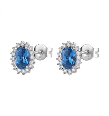 Orecchini Kate Brosway FFB12 Fancy argento 925 con oval cubic zirconia colore zaffiro