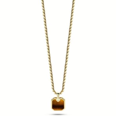 Collana acciaio dorato pietra onice marrone 55cm Liu Jo MLJ414