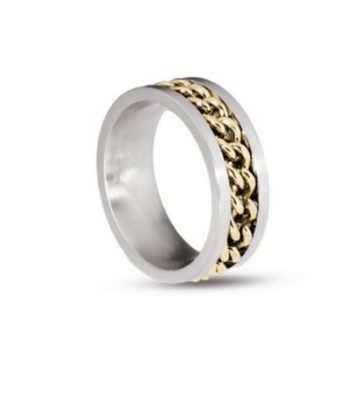 Anello acciaio silver con catena intrecciata dorata misura 22cm  Liu Jo MLJ469M22